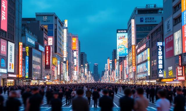 渋谷スクランブル交差点の夜景