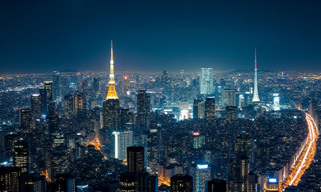 東京の夜景と高層ビル