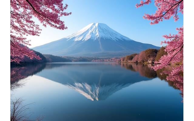 富士山と河口湖の壮大な景色